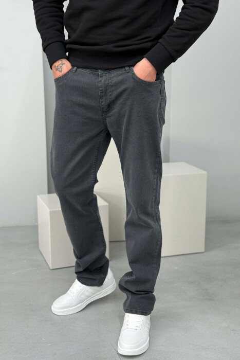 REGULAR ONE COLOR MEN JEANS DARK GREY/GEE - 2