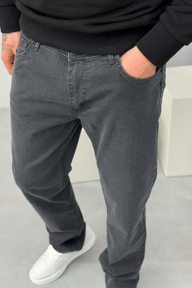 REGULAR ONE COLOR MEN JEANS DARK GREY/GEE - 5