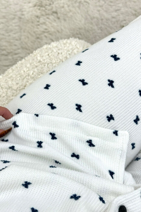 RIBBON DETAILS SHIRT+TROUSERS WOMEN PYJAMAS WHITE-E BARDHE - 3