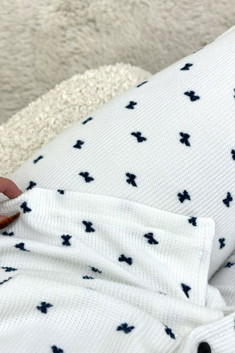 RIBBON DETAILS SHIRT+TROUSERS WOMEN PYJAMAS WHITE-E BARDHE - 3