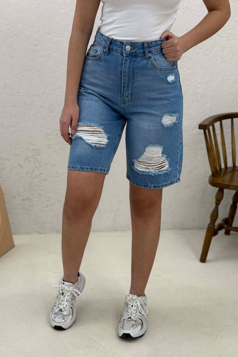 RIPPED DENIM WOMEN SHORTS LIGHTBLUE/BZ - 2