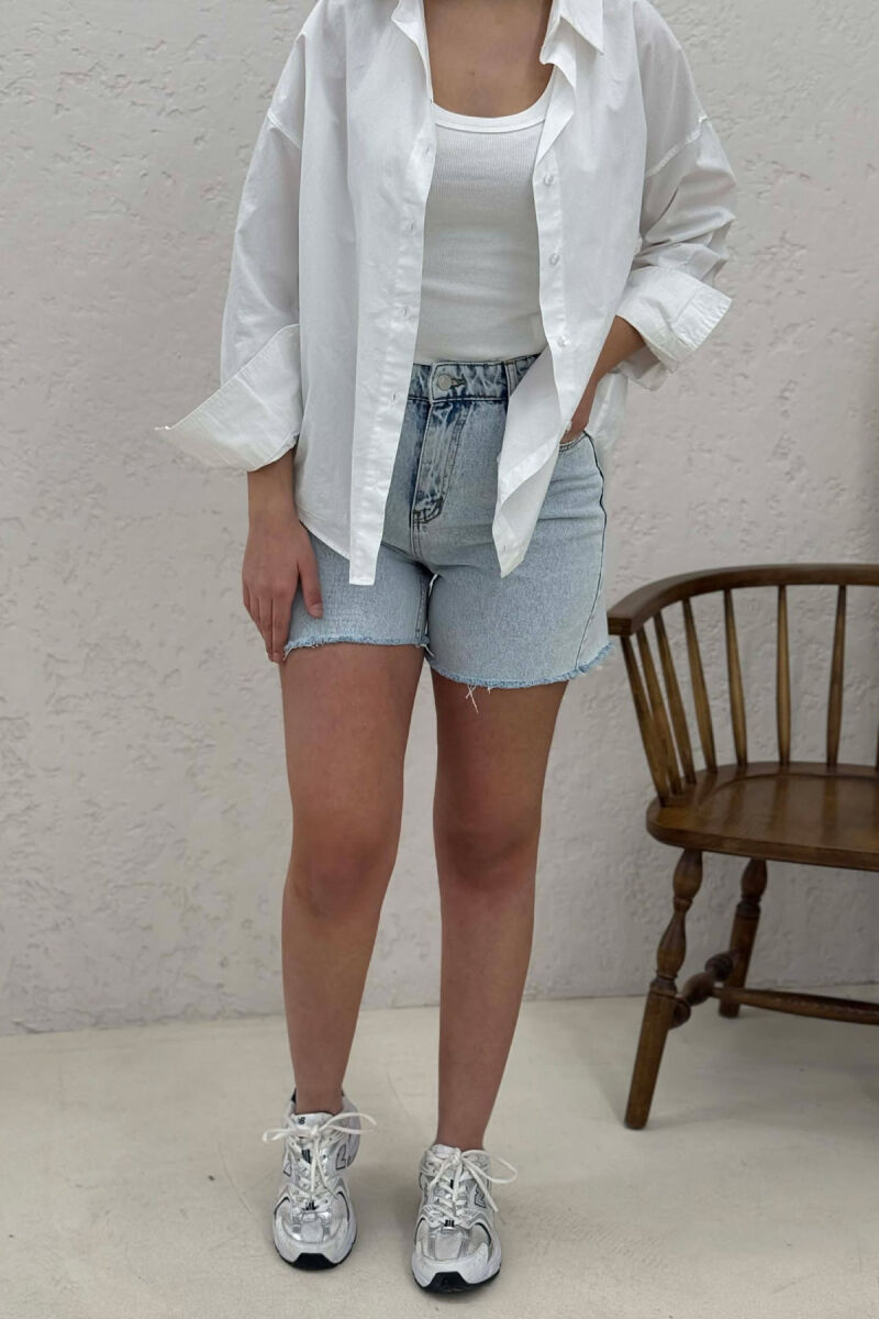 RIPPED EDGES DENIM WOMAN SHORTS LIGHT BLUE-LIGHT BLUE/BZ-BZ - 4