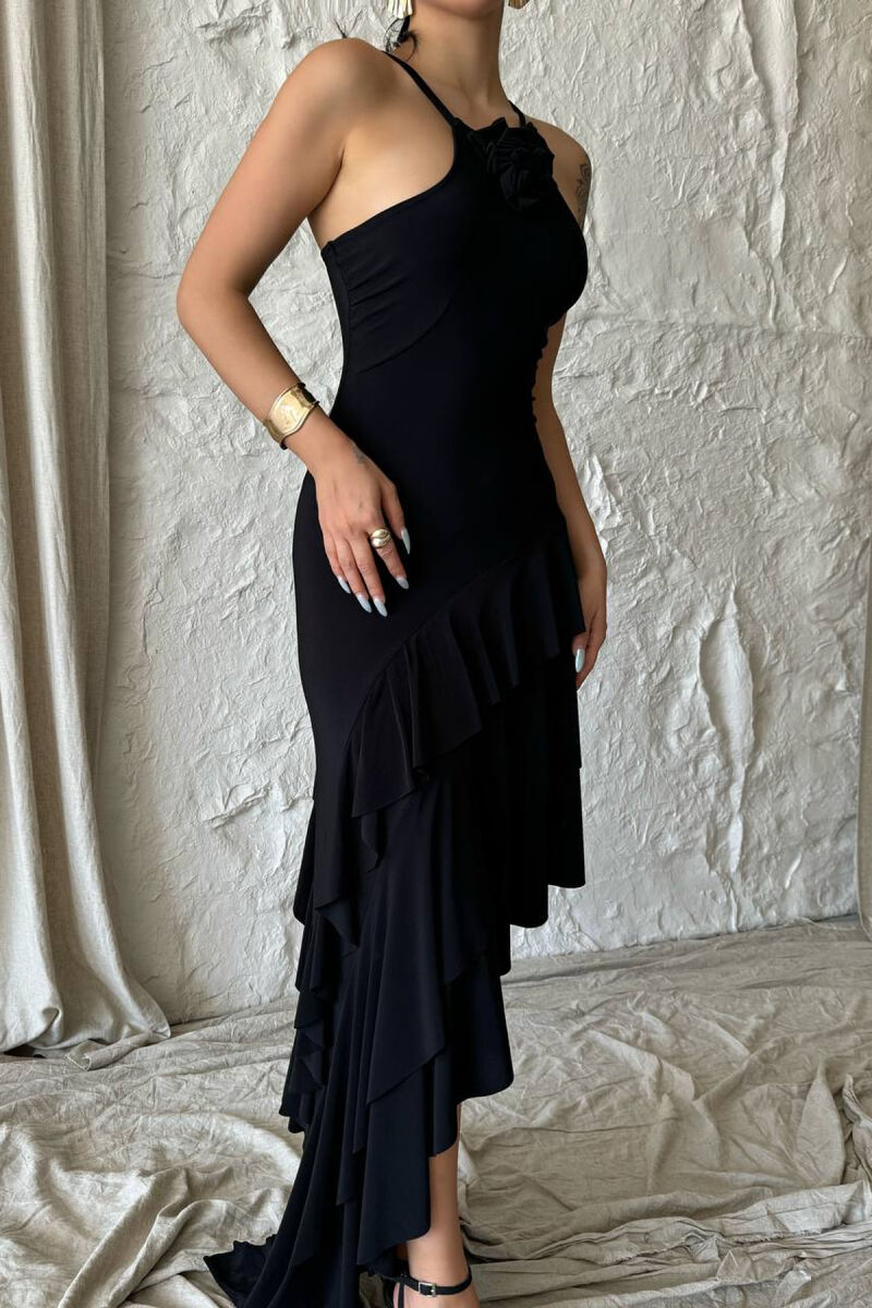 ROSE DETAIL THIN STRAPS WOMAN DRESS BLACK/ E ZEZE - 2