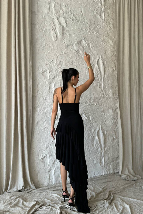 ROSE DETAIL THIN STRAPS WOMAN DRESS BLACK/ E ZEZE - 4