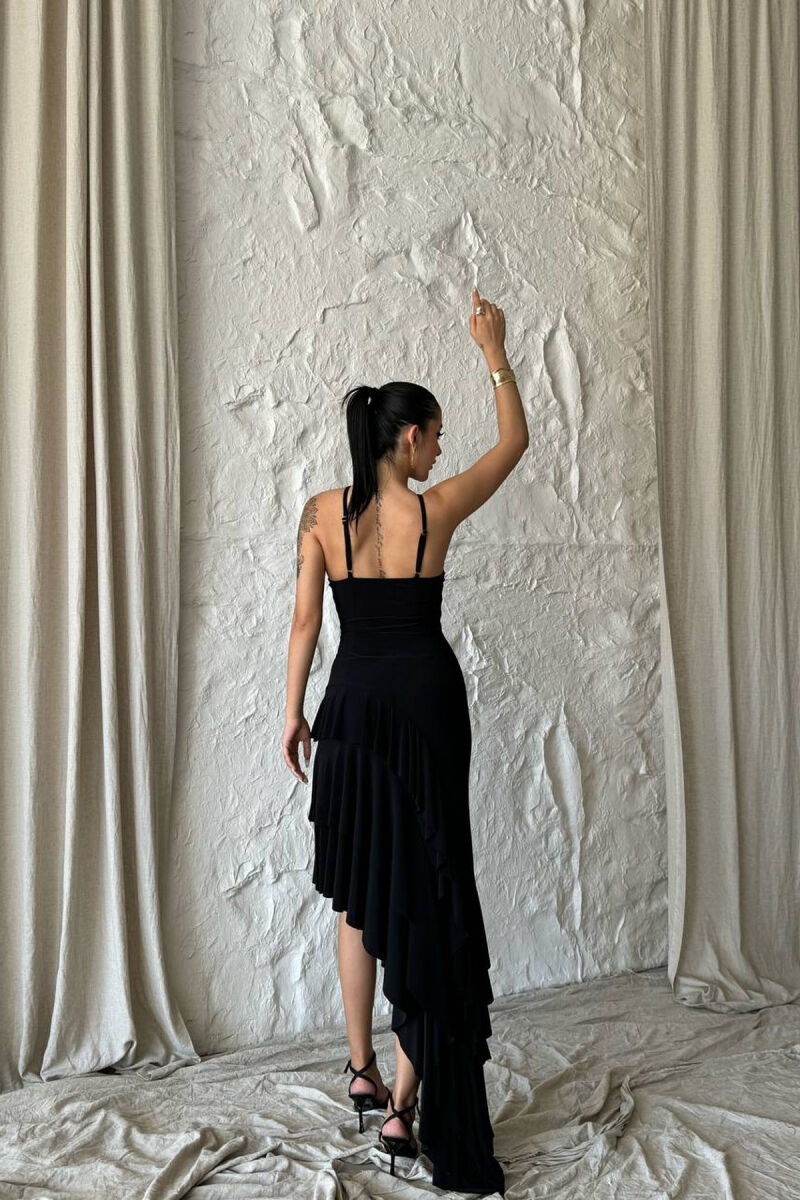 ROSE DETAIL THIN STRAPS WOMAN DRESS BLACK/ E ZEZE - 4