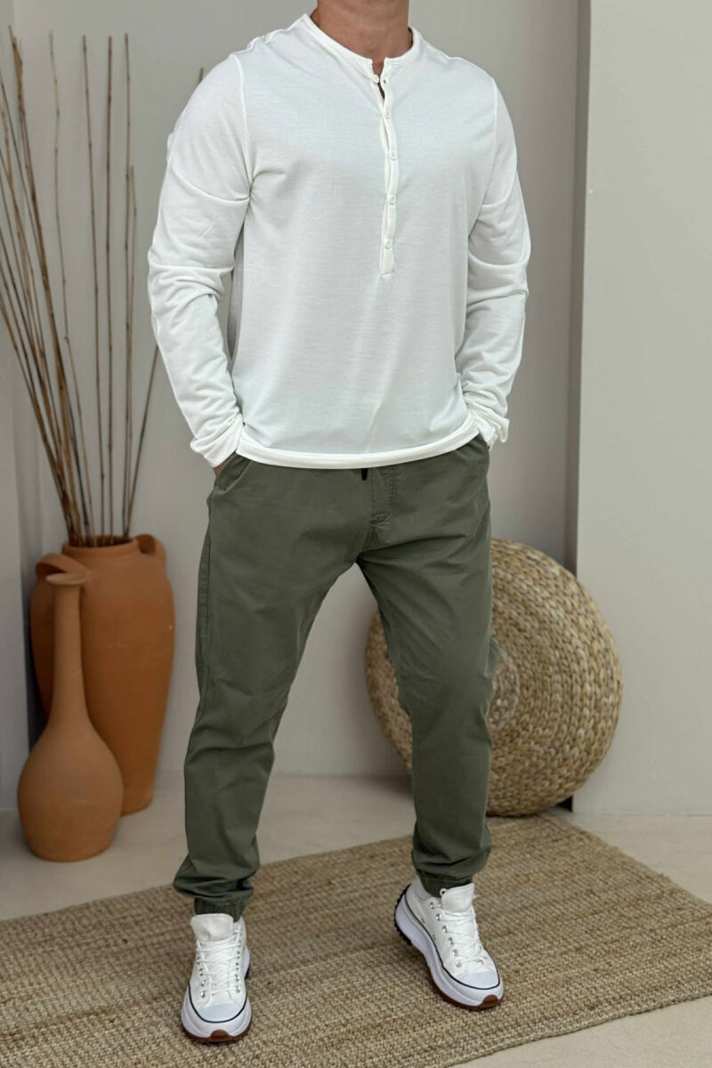 ROUND BUTTONED NECK ONE COLOR MEN SHIRT WHITE-E BARDHE - 2