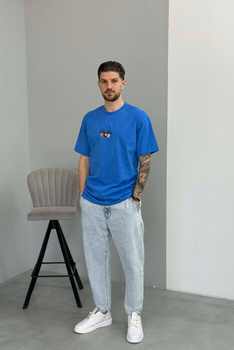 ROUND NECK BACK IMAGE MEN T-SHIRT BLUE/BLU - 3