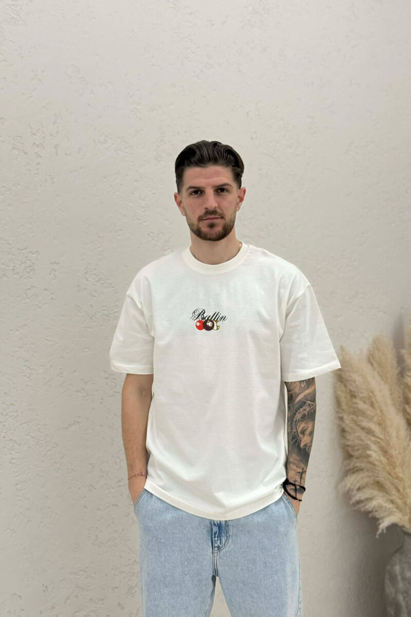 ROUND NECK BACK IMAGE MEN T-SHIRT CREAM/KREM - 1