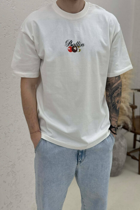 ROUND NECK BACK IMAGE MEN T-SHIRT CREAM/KREM - 2