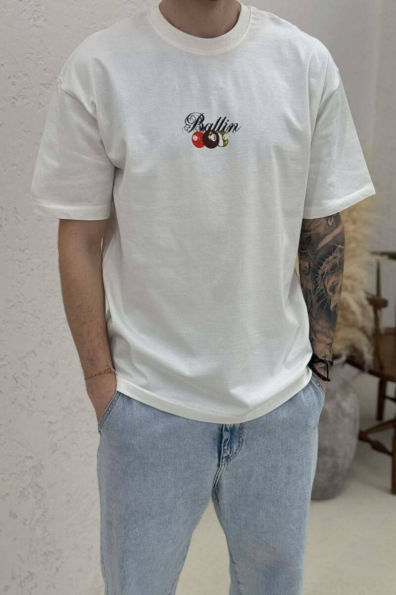 ROUND NECK BACK IMAGE MEN T-SHIRT CREAM/KREM - 2