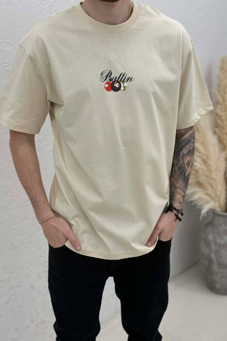 ROUND NECK BACK IMAGE MEN T-SHIRT LIGHT BEIGE/BZHZB - 2