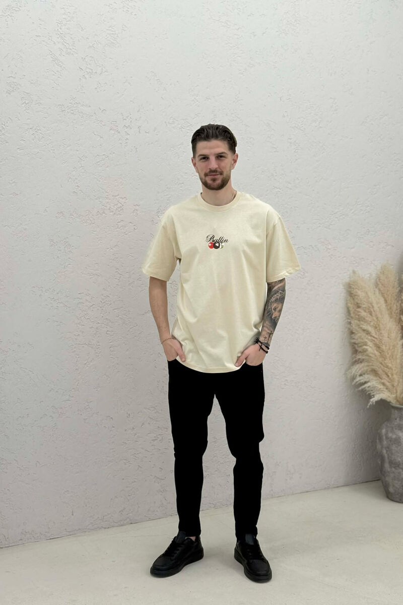 ROUND NECK BACK IMAGE MEN T-SHIRT LIGHT BEIGE/BZHZB - 3