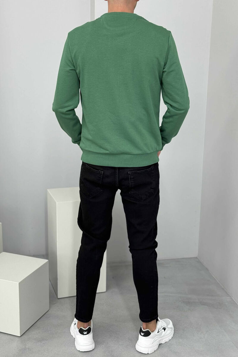 ROUND NECK FRONT DESIGN MEN SWEATSHIRT GREEN/JESHILE - 3
