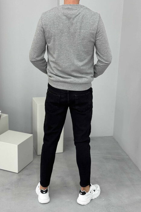 ROUND NECK FRONT DESIGN MEN SWEATSHIRT GREY/GRI - 3
