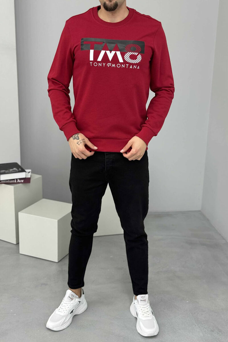 ROUND NECK FRONT DESIGN MEN SWEATSHIRT RED/E KUQE - 1