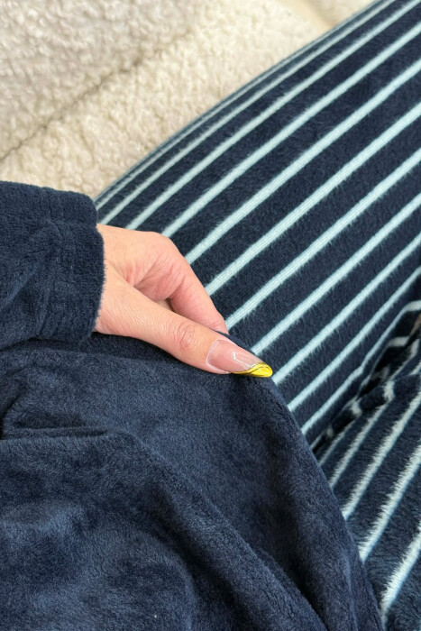 ROUND NECK FRONT DESIGN SWEATSHIRT+SWEATPANTS WOMEN PYJAMAS DARK BLUE/BEE - 7