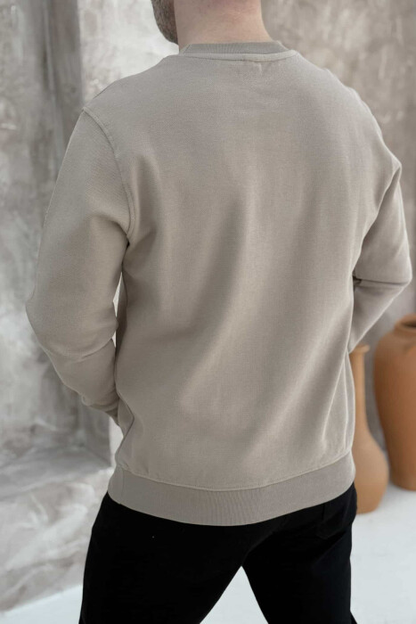 ROUND NECK ONE COLOR MEN SWEATSHIRT BEIGE/BEZHE - 3