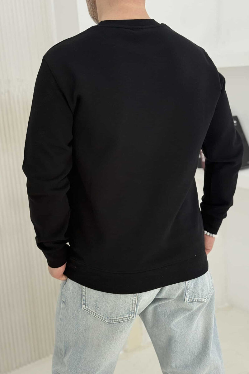 ROUND NECK ONE COLOR MEN SWEATSHIRT BLACK/ E ZEZE - 3