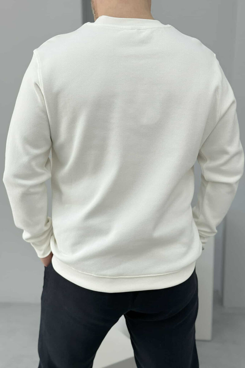 ROUND NECK ONE COLOR MEN SWEATSHIRT CREAM/KREM - 4