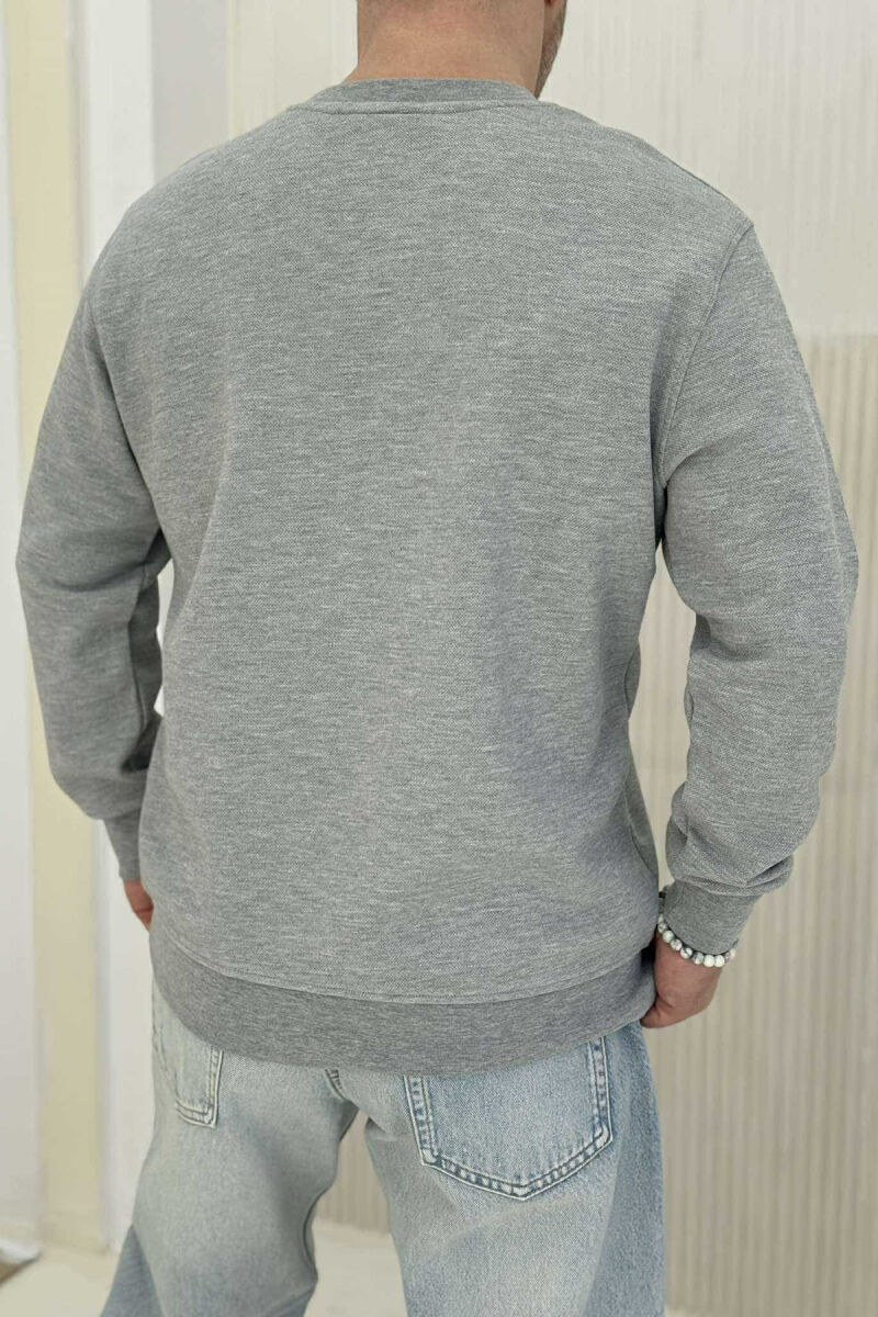 ROUND NECK ONE COLOR MEN SWEATSHIRT GREY/GRI - 3