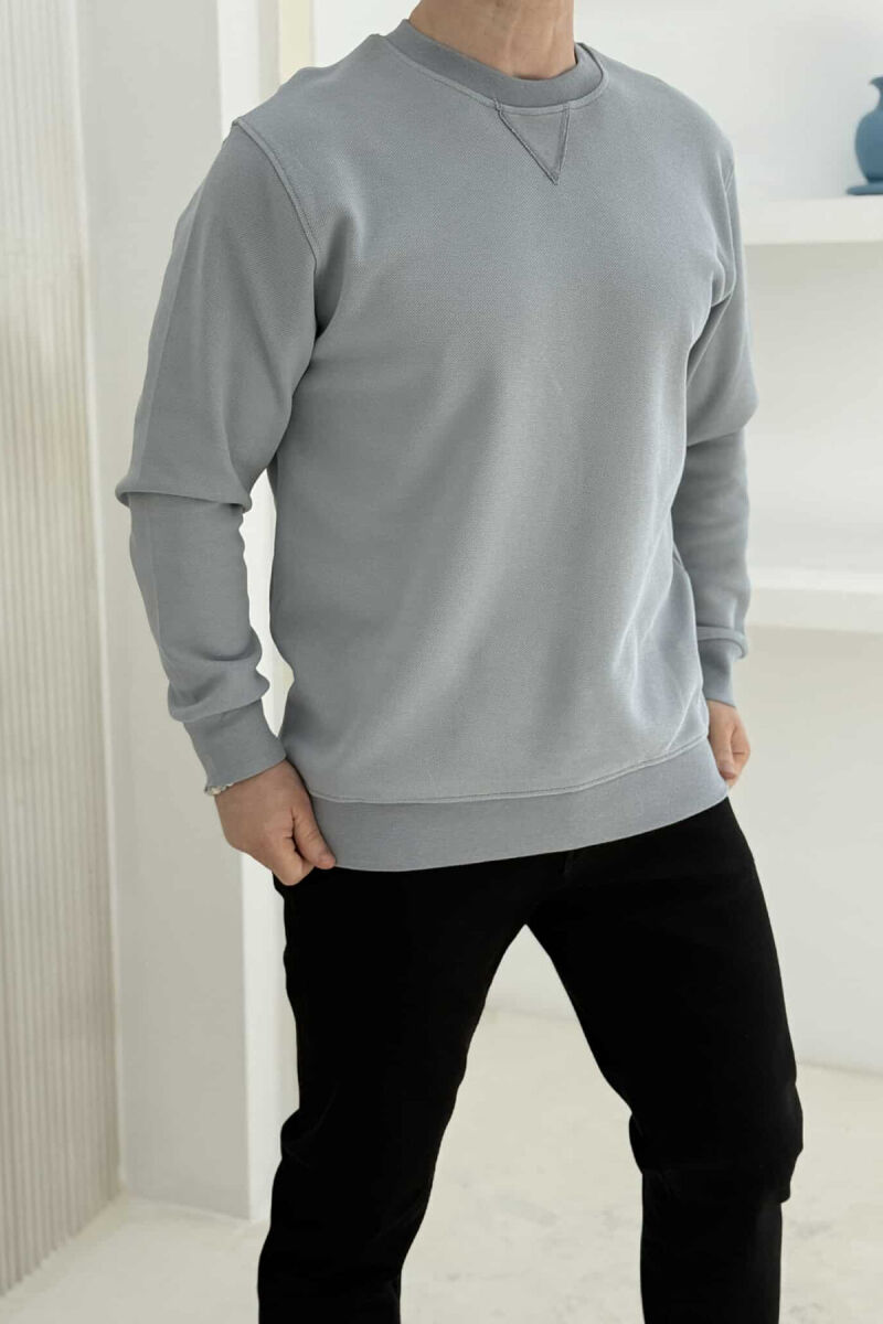 ROUND NECK ONE COLOR MEN SWEATSHIRT LIGHT GREY/GZ - 2