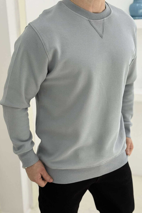 ROUND NECK ONE COLOR MEN SWEATSHIRT LIGHT GREY/GZ - 4