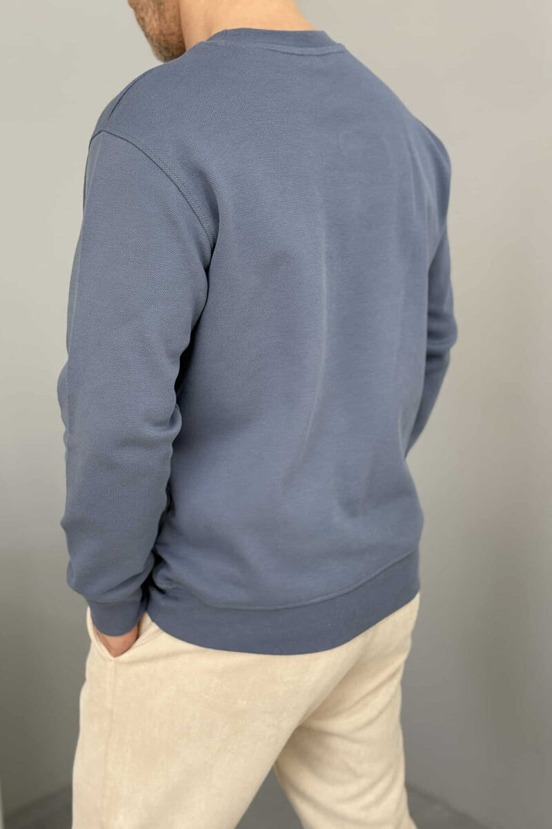 ROUND NECK ONE COLOR MEN SWEATSHIRT LIGHTBLUE/BZ - 3