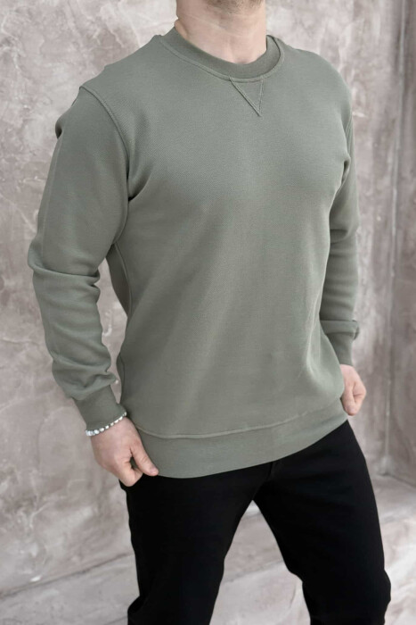 ROUND NECK ONE COLOR MEN SWEATSHIRT MINT/MENTE - 4