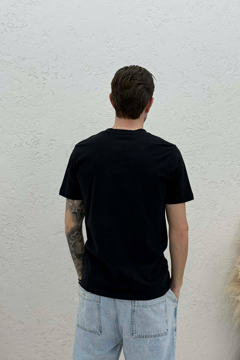ROUND NECK ONE COLOR MEN T-SHIRT BLACK/ E ZEZE - 4