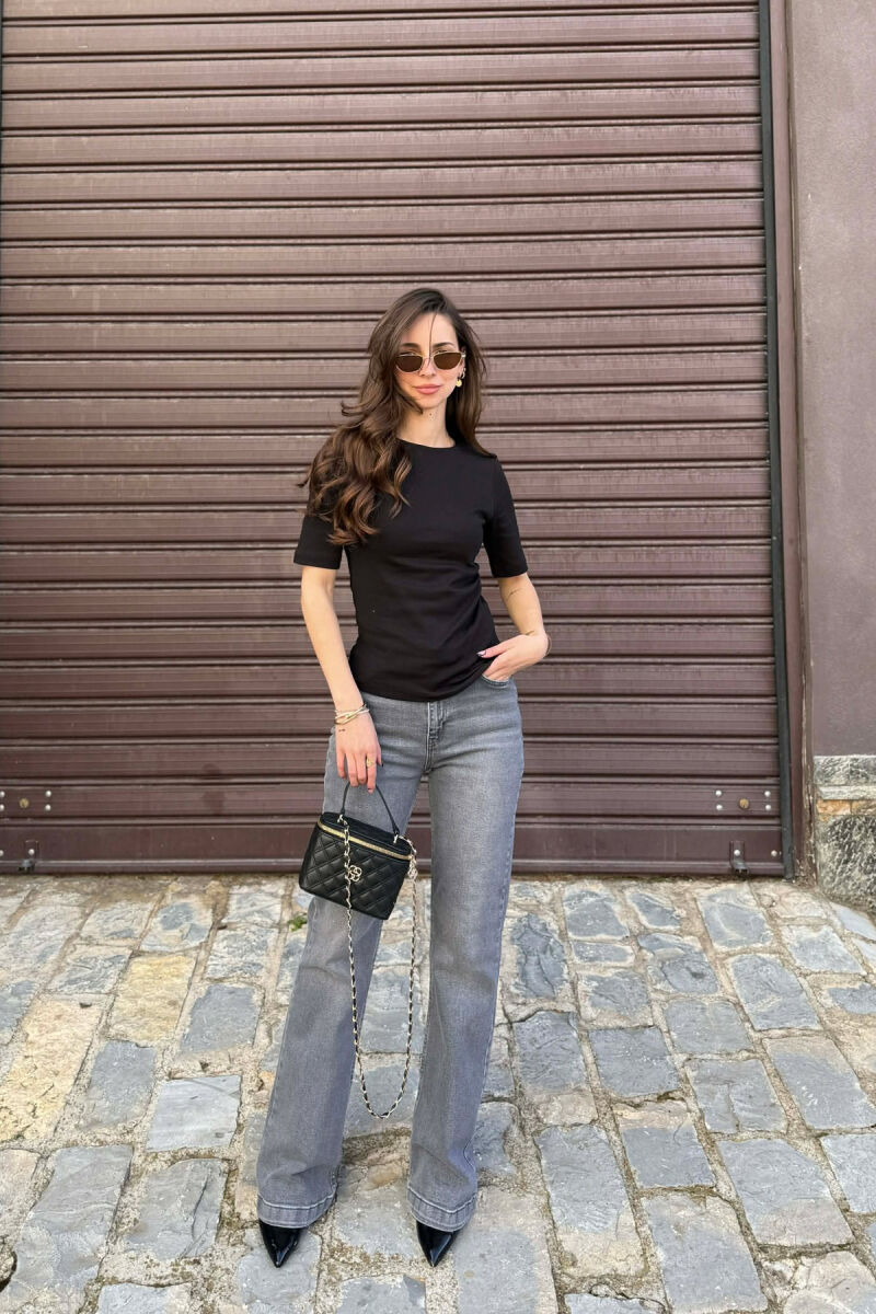 ROUND NECK ONE COLOR WOMAN T-SHIRT BLACK/ E ZEZE - 3