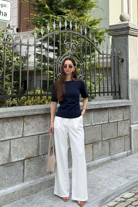 ROUND NECK ONE COLOR WOMAN T-SHIRT BLUE/BLU - 3