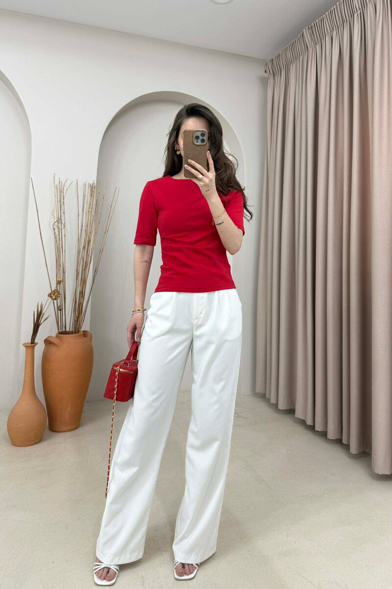 ROUND NECK ONE COLOR WOMAN T-SHIRT RED/E KUQE - 2