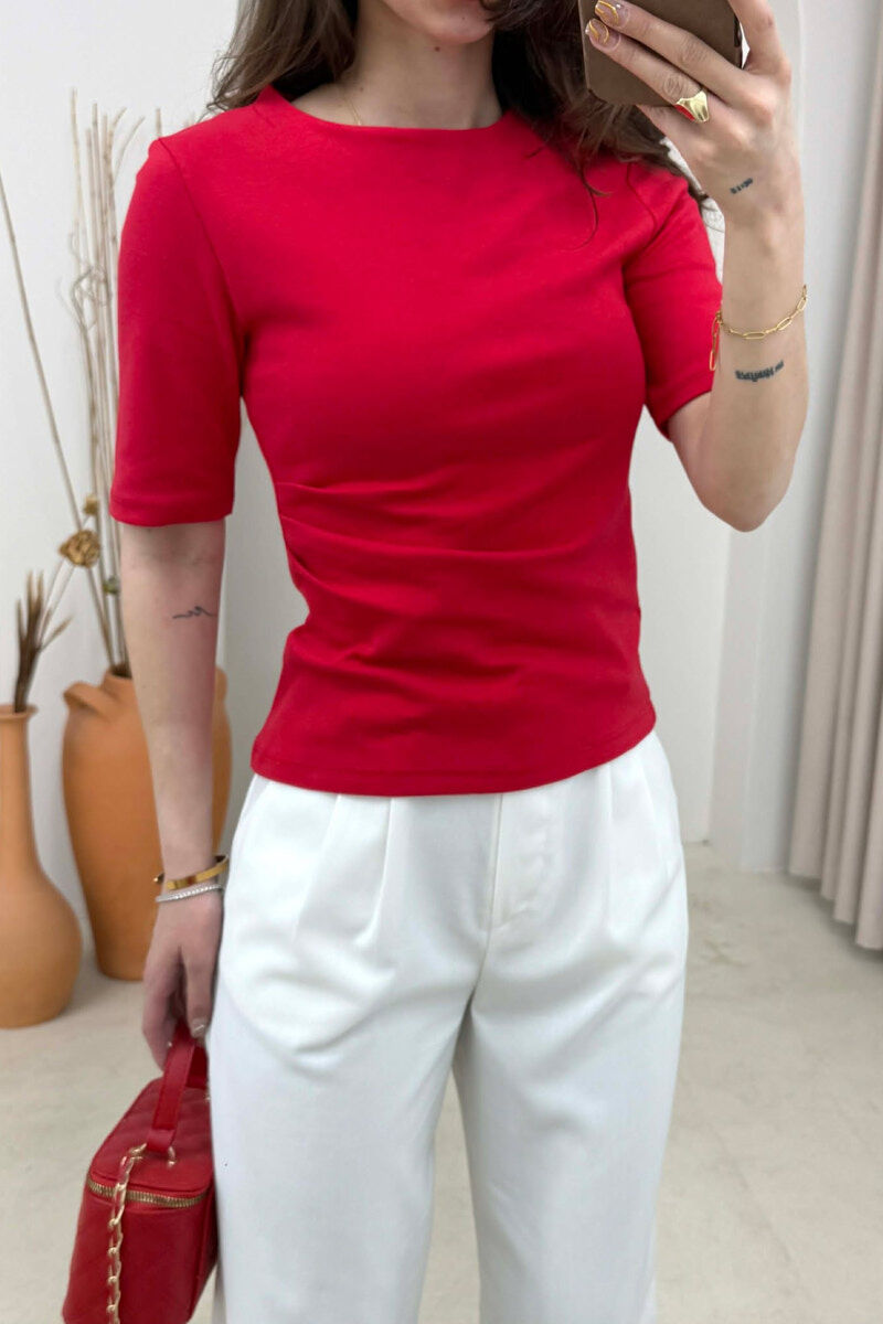 ROUND NECK ONE COLOR WOMAN T-SHIRT RED/E KUQE - 3