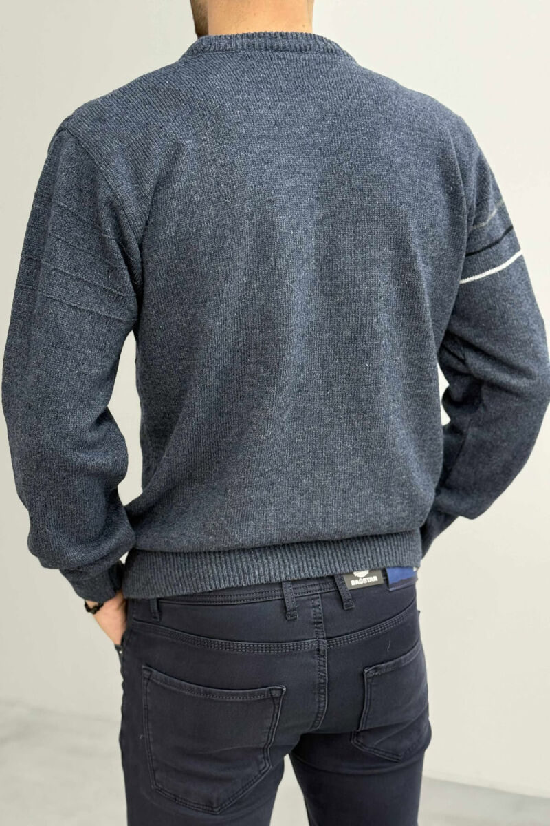 ROUND NECK SIMPLE DESIGN MEN SWEATER LIGHTBLUE/BZ - 4