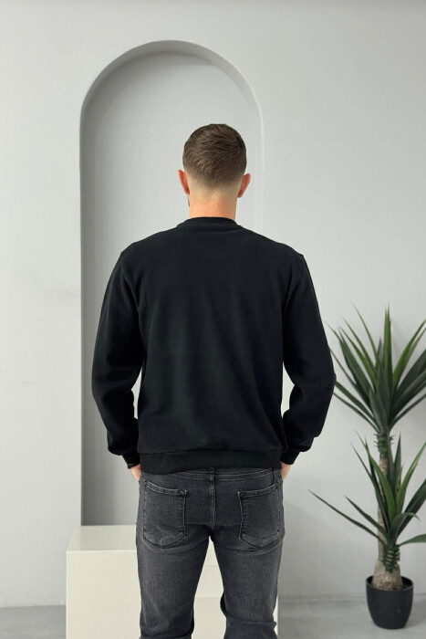 ROUND NECK SIMPLE MEN SWEATER BLACK/ E ZEZE - 4