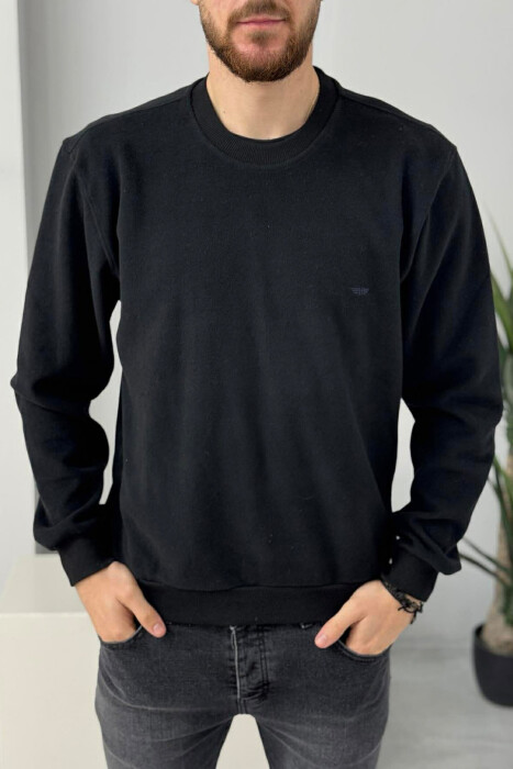 ROUND NECK SIMPLE MEN SWEATER BLACK/ E ZEZE 