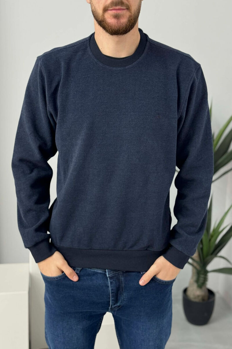 ROUND NECK SIMPLE MEN SWEATER BLUE/BLU - 1