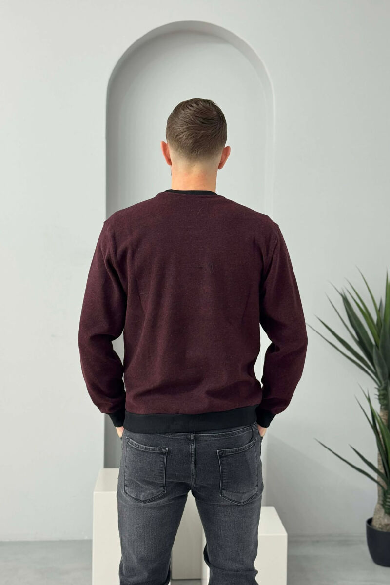 ROUND NECK SIMPLE MEN SWEATER BURGUNDY/VISHNJE - 3