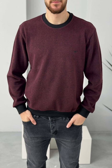 ROUND NECK SIMPLE MEN SWEATER BURGUNDY/VISHNJE 