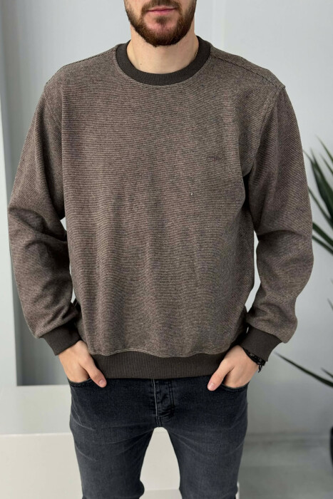 ROUND NECK SIMPLE MEN SWEATER DARK BEIGE/BEZHE ERRET 