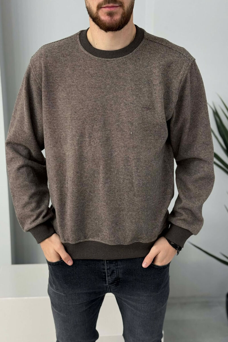ROUND NECK SIMPLE MEN SWEATER DARK BEIGE/BEZHE ERRET - 1