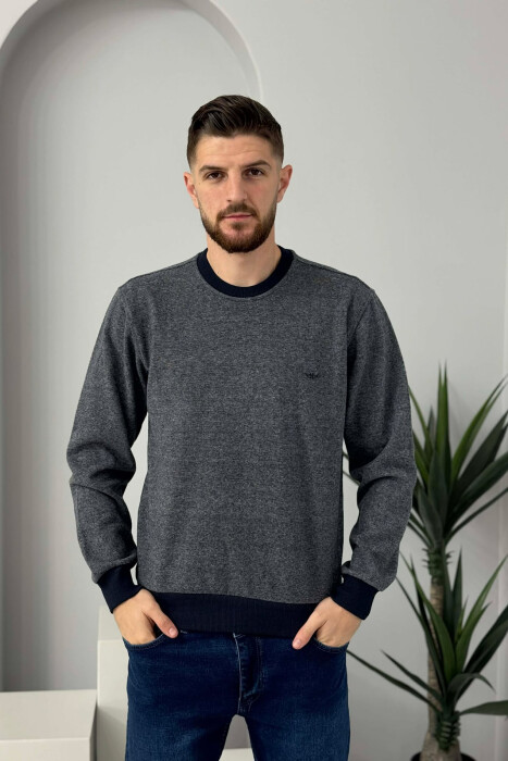 ROUND NECK SIMPLE MEN SWEATER LIGHTBLUE/BZ - 3