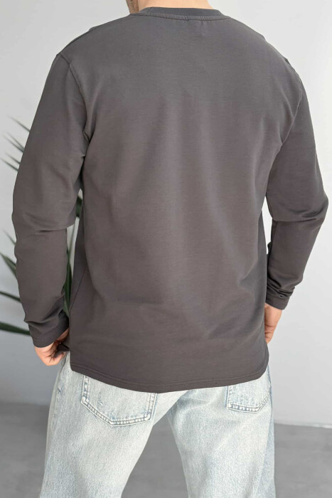 ROUND NECK SIMPLE MEN SWEATSHIRT DARK GREY/GEE - 4