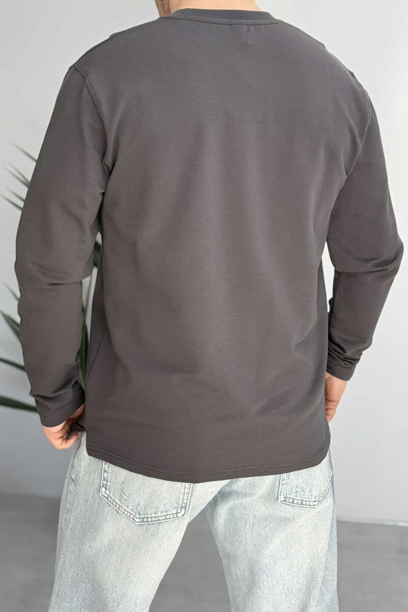 ROUND NECK SIMPLE MEN SWEATSHIRT DARK GREY/GEE - 4