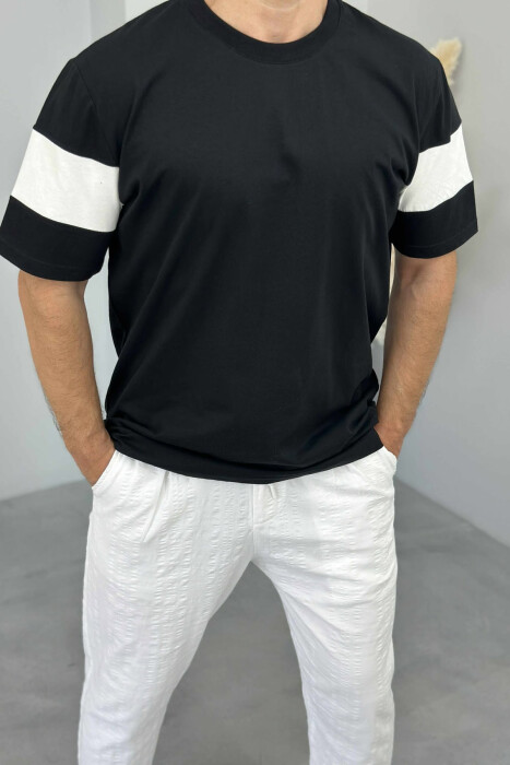 ROUND NECK SIMPLE MEN T-SHIRT BLACK/ E ZEZE - KLAUDIO FASHION