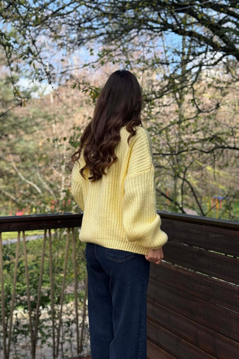 ROUND NECK SIMPLE WOMEN SWEATER YELLOW/E VERDHE - 3