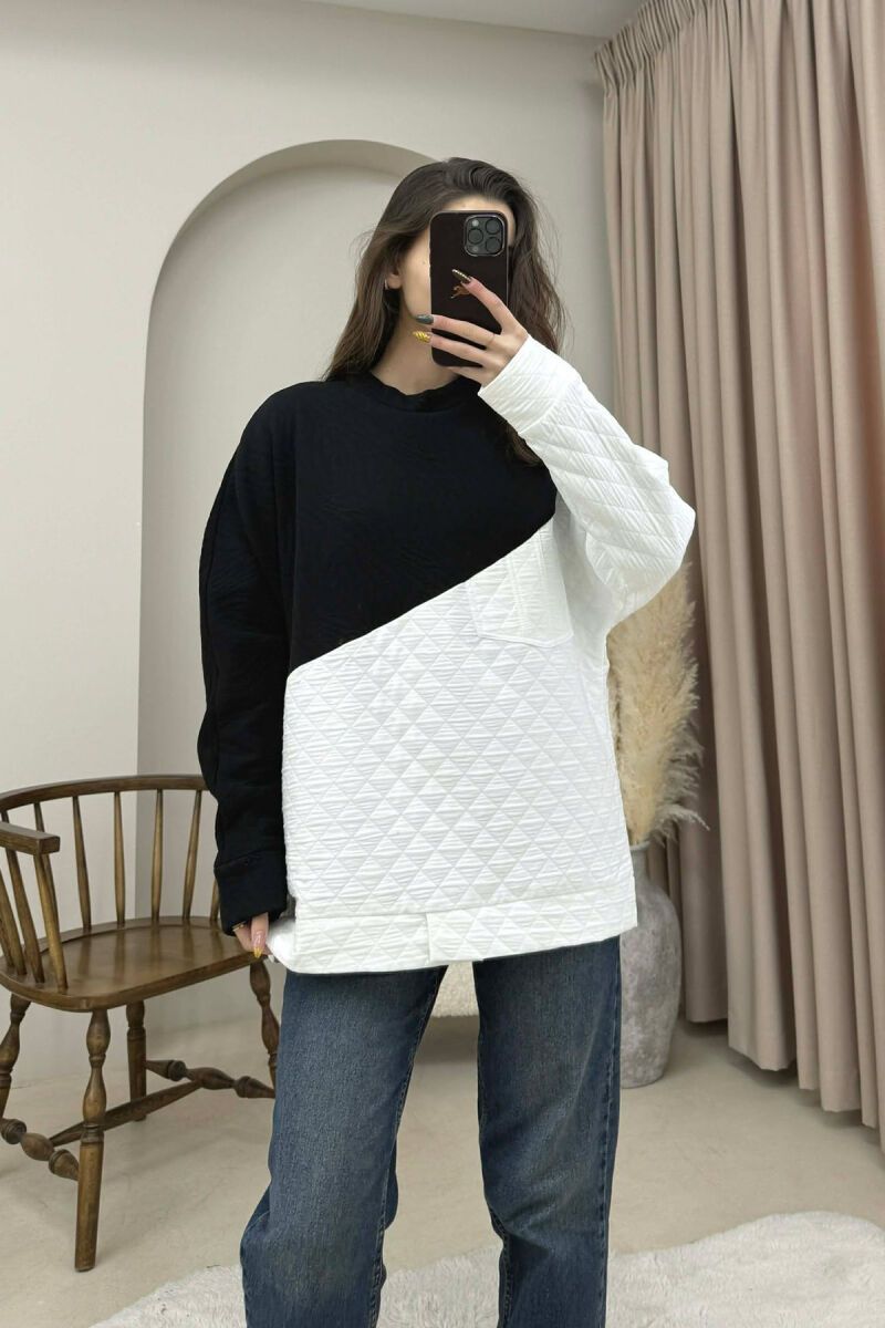 ROUND NECK SIMPLE WOMEN SWEATSHIRT BLACK/ E ZEZE - 2