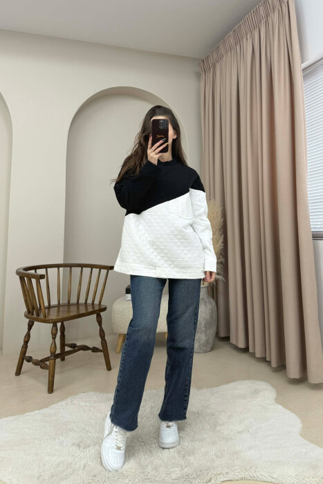 ROUND NECK SIMPLE WOMEN SWEATSHIRT BLACK/ E ZEZE - 4