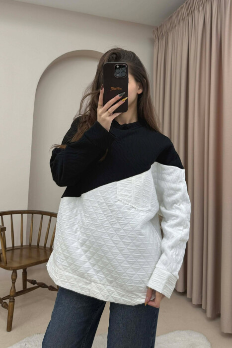 ROUND NECK SIMPLE WOMEN SWEATSHIRT BLACK/ E ZEZE 