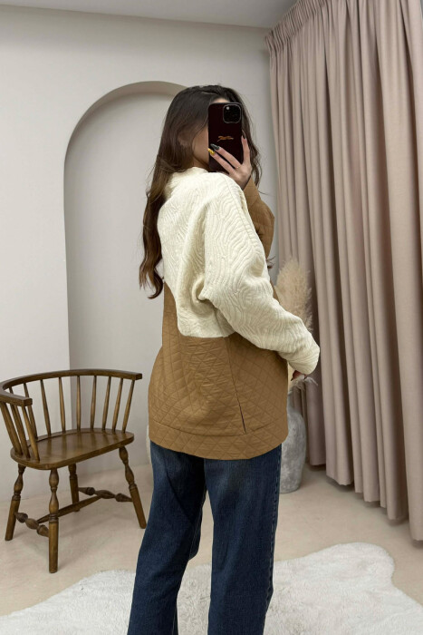 ROUND NECK SIMPLE WOMEN SWEATSHIRT CREAM/KREM - 4